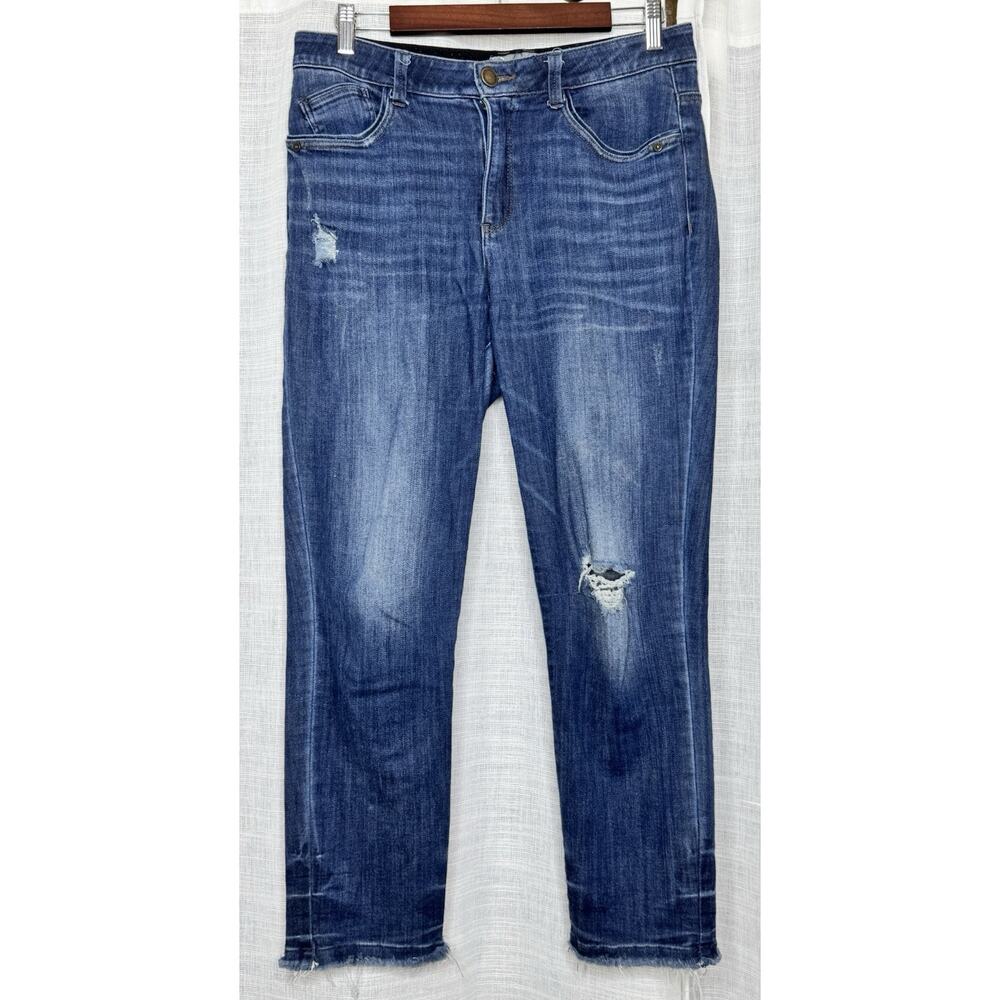 Wit & Wisdom "Ab''solution Womens Size 8 Blue Distressed Ankle Leg Jeans